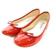 レペット Repetto バレエシューズ フラットシューズ パンプス エナメル ラウンドトゥ リボン 36 22.7cm 赤 レッド /NW10 レディース_画像1