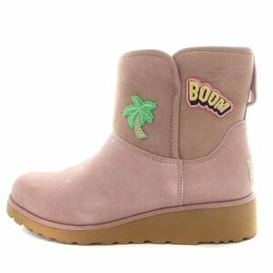 アグ オーストラリア UGG australia クリスティン KRISTIN PATCH ITカスタム ムートンブーツ ショートブーツ ワッペン US8 25cm ピンク 101