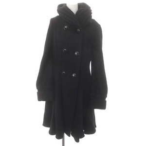  Epoca EPOCA вязаный пальто двойной шерсть внешний длинный 40 чёрный черный /HS #OS женский 