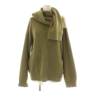 未使用品 イロット IIROT スカーフネックニット Scarf Neck knit セーター 長袖 クルーネック マフラー F オリーブ 016-021-KT14