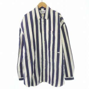 スンネイ SUNNEI ストライプオーバーサイズシャツ striped oversized shirt レギュラーカラー 長袖 S 白 ホワイト 紺 MS06BCR01 /SI10