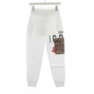 ディースクエアード DSQUARED2 Jogging pant スウェット ジョガーパンツ イージー ヒョウ柄 レオパードポケット ロゴ 裏起毛 XXS 白