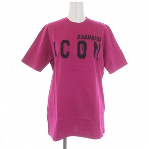 未使用品 ディースクエアード DSQUARED2 Icon Spray R. Tee Tシャツ カットソー 半袖 ロゴプリント S ピンク S80GC0034 /KH ■GY29 レディ