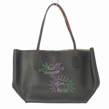 コーチ COACH × キースヘリング UFO Dog Market Tote ペブルレザー トートバッグ 鞄 ブラック 黒 28643 レディース_画像1