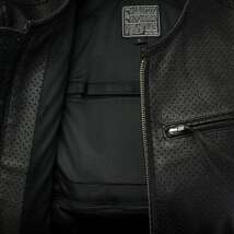カドヤ KADOYA LEATHER＆K'S PRODUCT パンチングレザージャケット 半袖 ロゴ メッシュ ジップアップ L 黒 ブラック ■GY18 メンズ_画像3