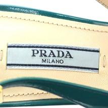 プラダ PRADA パンプス ピンヒール ポインテッドトゥ バッグストラップ エナメルレザー 38 25cm 緑色 グリーン /YO11 レディース_画像5