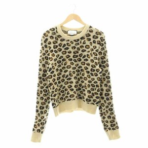  Gucci GUCCI leopard print damage processing knitted sweater long sleeve Leopard pattern S beige Camel black /DF #OS men's 