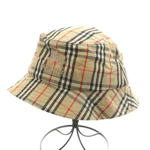 バーバリー BURBERRY × Supreme シュプリーム 22SS Crusher Hat ノバチェック バケットハット 帽子 ロゴ刺繍 M/L ベージュ 黒 赤