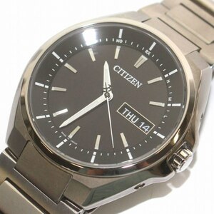 シチズン CITIZEN ATTESA アテッサ エコドライブ デイデイト 腕時計 黒文字盤 3針 カレンダー AT6050-54E ウォッチ グレー /DK メンズ