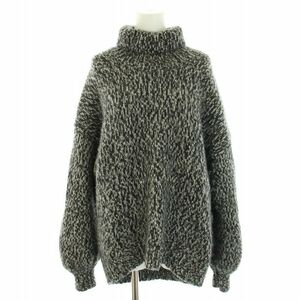 ドゥーズィエムクラス 17AW プリミティブニット セーター タートルネック 長袖 ローゲージ アルパカ ウール混 黒 グレー レディース