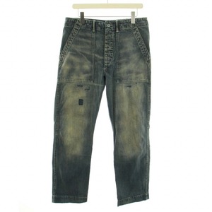 RRL Baker брюки Denim брюки джинсы кнопка fly Vintage обработка ремонт обработка W32 L32 M индиго 782559465001 мужской 