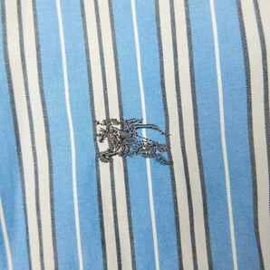 バーバリーブルーレーベル BURBERRY BLUE LABEL ストライプ シャツ ブラウス カットソー トップス 半袖 コットン ロゴ 刺繍 38 ◎ME2の画像4