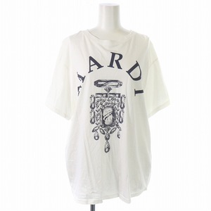 マルディメクルディ MARDI MERCREDI Tシャツ カットソー クルーネック プルオーバー 半袖 ロゴ プリント 白 ホワイト 紺 /SI32