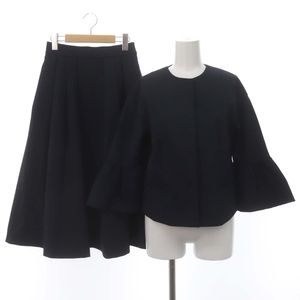  Kumikyoku k Miki .k22AW double Cross stretch jacket tuck flair skirt set no color long height navy blue 