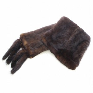  fur muffler shawl mink fur ... attaching fringe tea Brown /KW #GY18 lady's 