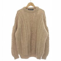 ガンジーウーレンズ Guernsey Woollens ニット ガンジーセーター 長袖 ケーブル編み ウール 42 L ベージュ /IR ■GY18 メンズ_画像1