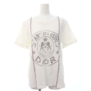クリスチャンディオール Christian Dior UNION コットン リネン プリント Tシャツ 半袖 M オフホワイト 243T09A4426 /HS ■OS レディース