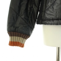 エーグル AIGLE 中綿ジャケット スタンドカラー ショート丈 リブ ロゴ刺繍 ウール混 XS 黒 ブラック /BB レディース_画像8