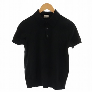 モンクレール MONCLER 19SS MAGLIA TRICOT POLO ポロシャツ カットソー ニット 半袖 ハーフボタン L 黒 ブラック E209P9300000 948AS