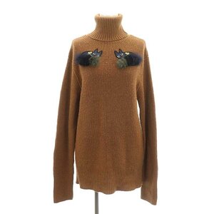 ミュベール muveil タートルネック ニット セーター アルパカ混 長袖 ビジュー装飾 ラビットファー 40 茶色 ブラウン /ES レディース