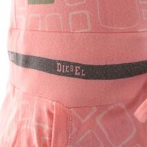 ディーゼル DIESEL ベアトップワンピース フレア ひざ丈 ウエストゴム リボン ロゴ 総柄 S ピンク /BB レディース_画像7