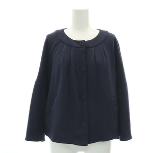  Adieu Tristesse ADIEU TRISTESSE no color jacket tuck 7 minute sleeve wool oversize navy blue navy /AT #OS lady's 