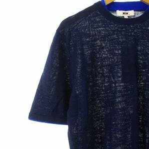 未使用品 JOSEPH ABBOUD スラブギマ Tシャツ カットソー ニット 半袖 クルーネック アーガイル L 紺 ネイビー KRJLNX0402の画像5