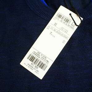 未使用品 JOSEPH ABBOUD スラブギマ Tシャツ カットソー ニット 半袖 クルーネック アーガイル L 紺 ネイビー KRJLNX0402の画像6