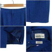 カズイトウ KAZU ITO スーツ セットアップ ジャケット シングル タイトスカート ひざ丈 金ボタン パール ウール 青 ブルー /SI2_画像9