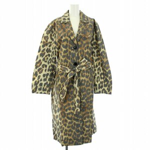 未使用品 ガニー 24SS Trench coat in leopard faille トレンチコート スプリングコート ヒョウ柄 レオパード 36 S 茶 ベージュ レディース