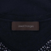 ジュエルチェンジズ Jewel Changes アローズ ビジューニットワンピース ミニ 長袖 ウール混 紺 ネイビー /MF ■OS レディース_画像4