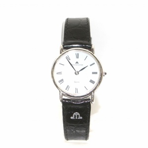 モーリスラクロア Maurice Lacroix 腕時計 2針 レザー クロコ 型押し ロゴ ウォッチ 黒 ブラック /DK ■GY18 メンズの画像4