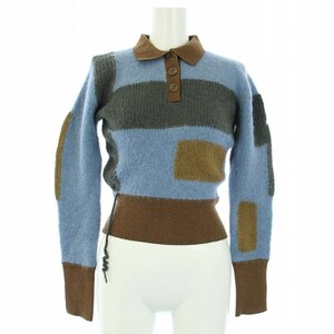 ラインヴァンド LEINWANDE Blocking Intarsia Polo ニット セーター 長袖 衿付き ショート丈 F マルチカラー 0222030506 /TK レディース