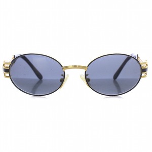 FENDI ヴィンテージ オーバル サングラス 眼鏡 アイウェア ケース付 メタル プラスチック ロゴ イタリア製 ゴールドカラー 黒