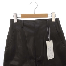 未使用品 ミューラル 22SS Vegan leather harf trousers パンツ ハーフ フェイクレザー ジッパーフライ 1 ダークブラウン ■OS レディース_画像4