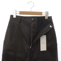 未使用品 ミューラル 22SS Vegan leather harf trousers パンツ ハーフ フェイクレザー ジッパーフライ 1 ダークブラウン ■OS レディース_画像5