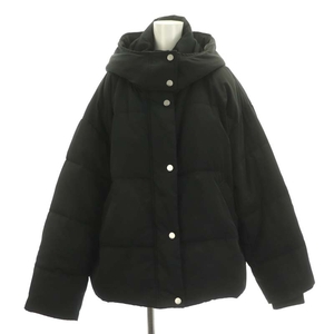 マウジー moussy LOOSE PUFFER ジャケット 中綿 アウター 裏起毛 ジップアップ スナップボタン フード付き F 黒 /NR ■OS レディース