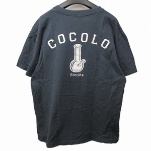 ココロブランド COCOLO BLAND Tシャツ カットソー BONG ロゴ プリント クルーネック 半袖 紺 ネイビー L IBO47 0225 メンズ