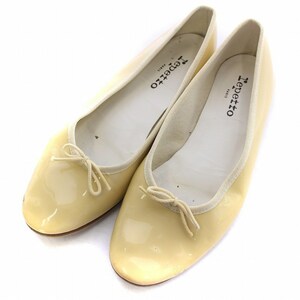 レペット Repetto バレエシューズ フラット パンプス ラウンドトゥ リボン エナメル パテントレザー 40 25.5cm 黄 イエロー