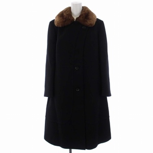  No-brand turn-down collar coat long rabbit fur black black /BM lady's 