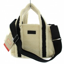 未使用品 ハンター HUNTER WANDERER SHERPA MINI TOTE トートバッグ ショルダーバッグ 2WAY ボア 白 黒 レディース_画像1