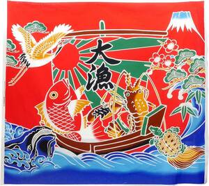 NASKA 生地 大漁旗 約110cm幅×100cm Col.1 赤 パネル 85801