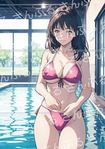 1f6 [おまけあり] I's 葦月伊織 同人ポスター A4サイズ 光沢 高品質 イラスト アート アニメ 漫画 美少女 水着 アイズ よしづきいおり