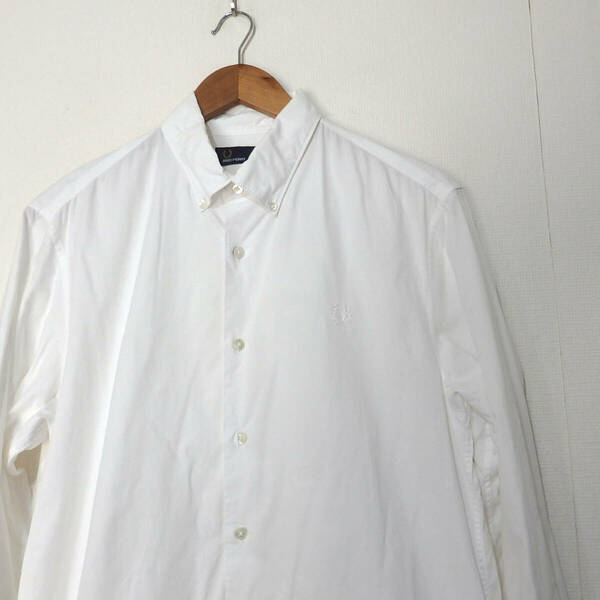 【送料無料】フレッドペリーボタンシャツ/白　Lサイズ　ヒットユニオン　日本製　FRED PERRY