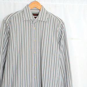 AS206 Etro ETRO long sleeve shirt 40 / M shoulder 45 stripe wrinkle processing mail service shipping possible xq