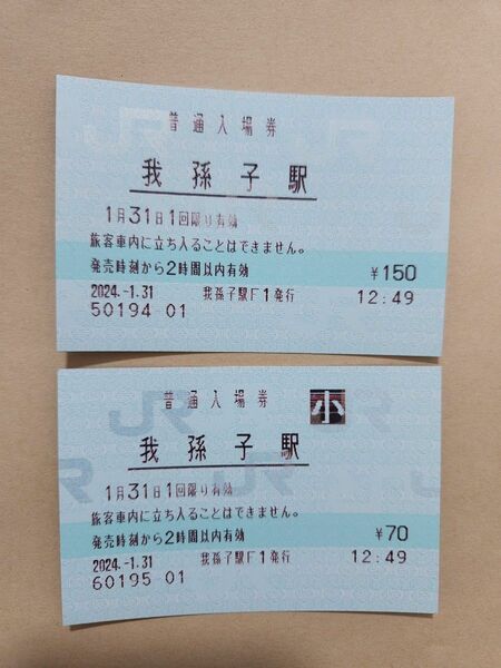 JR東日本 入場券 我孫子駅 みどりの窓口廃止最終日券 マルス券　鉄道