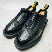 【希少】ドクターマーチン Dr.Martens RESNIK ZIP フロントジップ ウィング 黒 ブラック 5 24cm 革靴 レザーシューズ ボリュームアップ_画像1