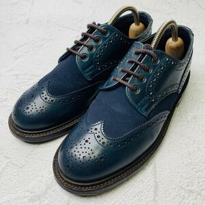 【希少・良品】トリッカーズ Tricker's バートン スエード 切替 紺 ネイビー 5633 22.5cm カントリー メダリオン 外羽根 ジャケパン