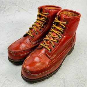 【美品】ダナー DANNER モックトゥ ワークブーツ レザー ビブラム 赤茶 ブラウン 5 1/2 23.5cm レースアップ レザー モカシン ポストマン