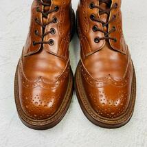 【良品】トリッカーズ Tricker's モールトン ショートブーツ 茶 ブラウン 7.5 26cm ウイング ブローグ 外羽根 ジャケパン カントリー_画像2